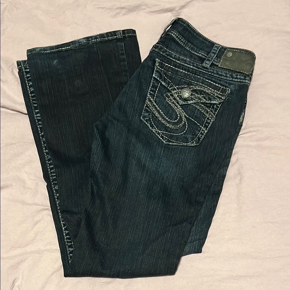 Silver Jeans Blue Boot Cut Denim with Signature Stitching